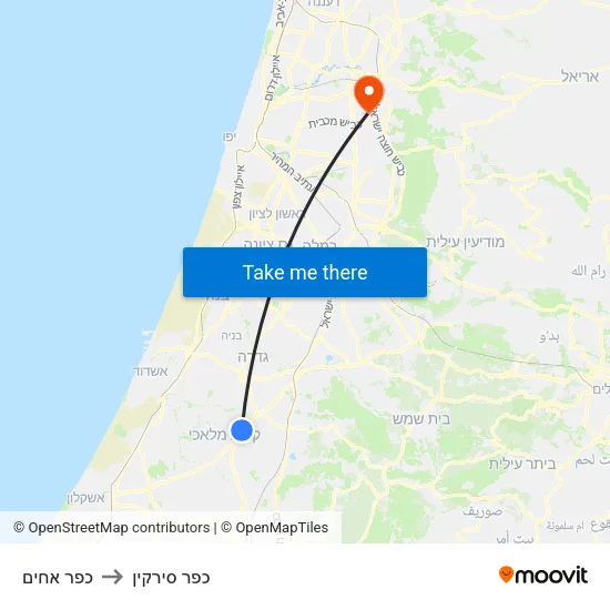 כפר אחים to כפר סירקין map