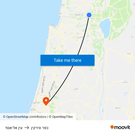 עין אל-אסד to כפר סירקין map