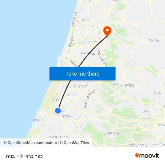 בניה to כפר ברא map