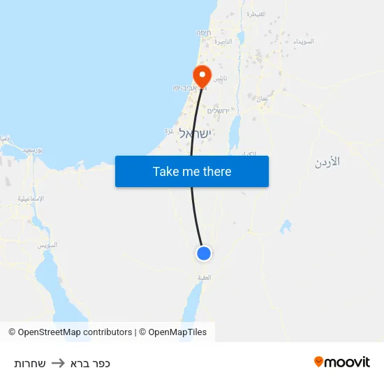 שחרות to כפר ברא map
