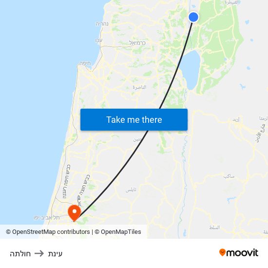 חולתה to עינת map