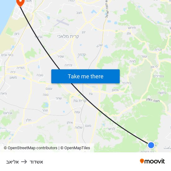 אליאב to אשדוד map
