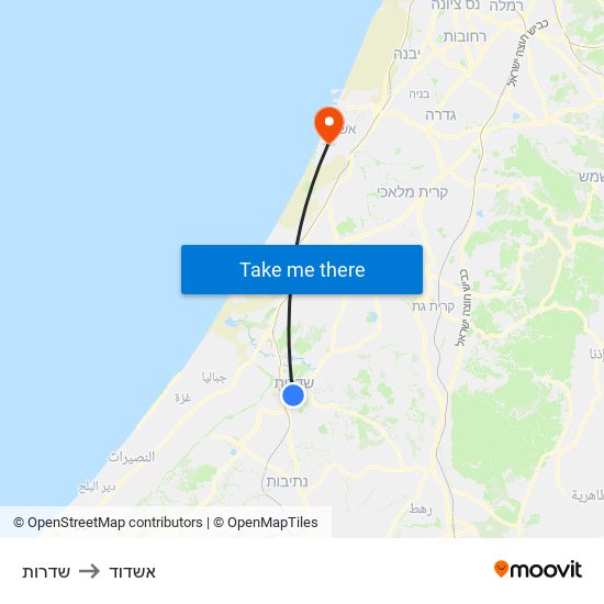 שדרות to אשדוד map