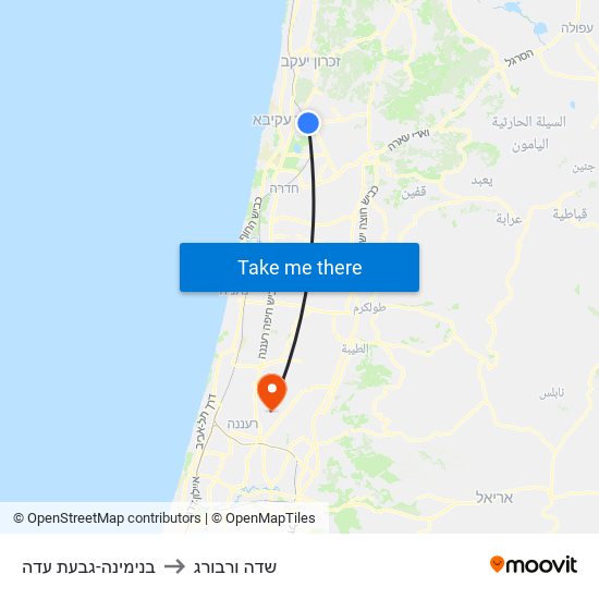 בנימינה-גבעת עדה to שדה ורבורג map