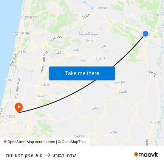 מ.א. עמק המעיינות to שדה ורבורג map