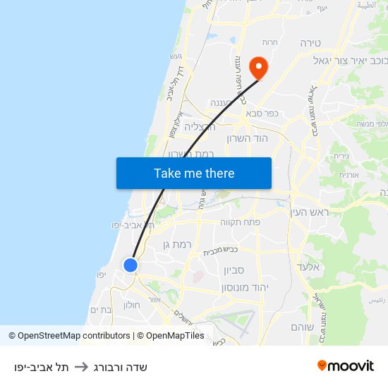 תל אביב-יפו to שדה ורבורג map