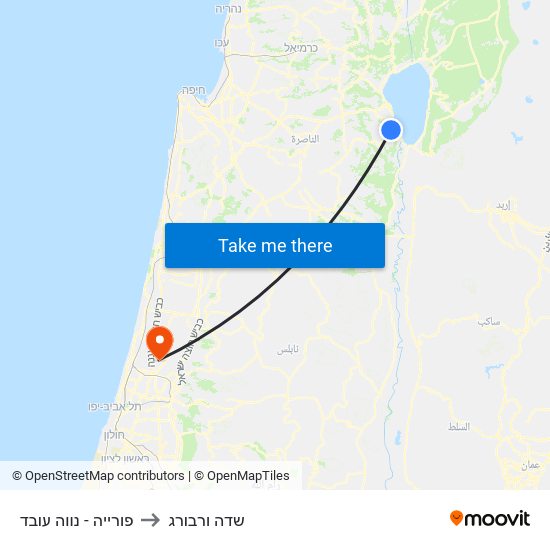 פורייה - נווה עובד to שדה ורבורג map