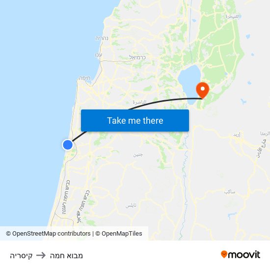 קיסריה to מבוא חמה map