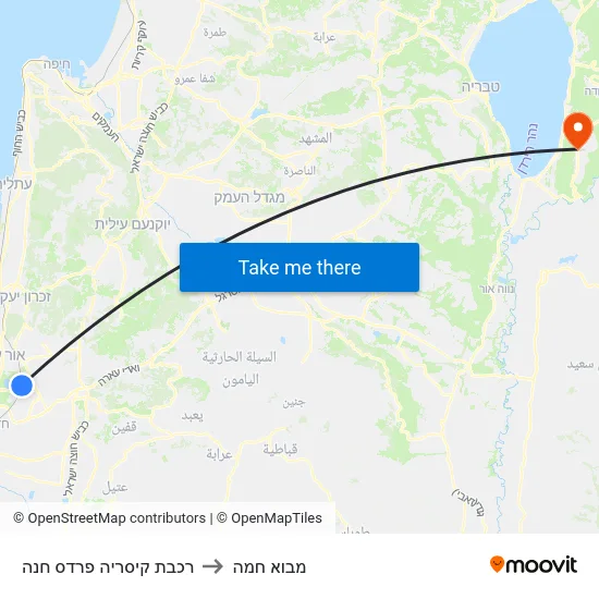 רכבת קיסריה פרדס חנה to מבוא חמה map