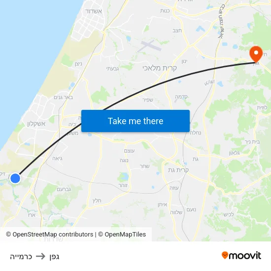 כרמייה to גפן map