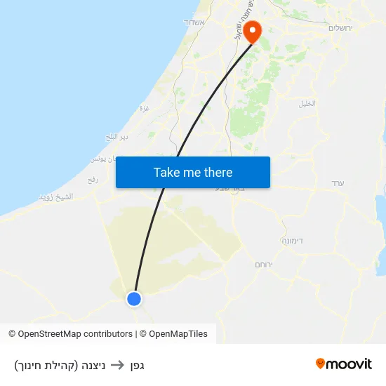 ניצנה (קהילת חינוך) to גפן map