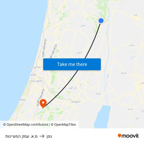 מ.א. עמק המעיינות to גפן map
