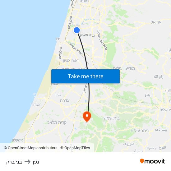 בני ברק to גפן map