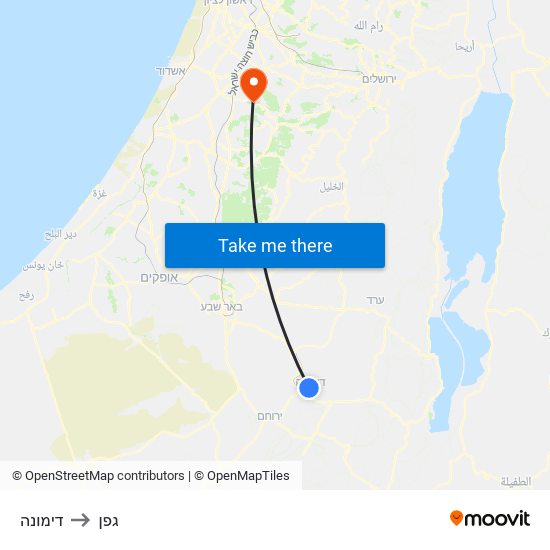 דימונה to גפן map