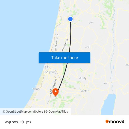 כפר קרע to גפן map