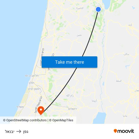 יבנאל to גפן map