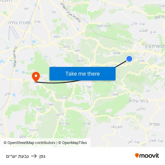 גבעת יערים to גפן map