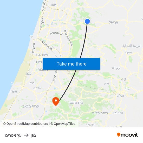 עץ אפרים to גפן map