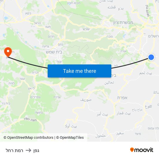 רמת רחל to גפן map