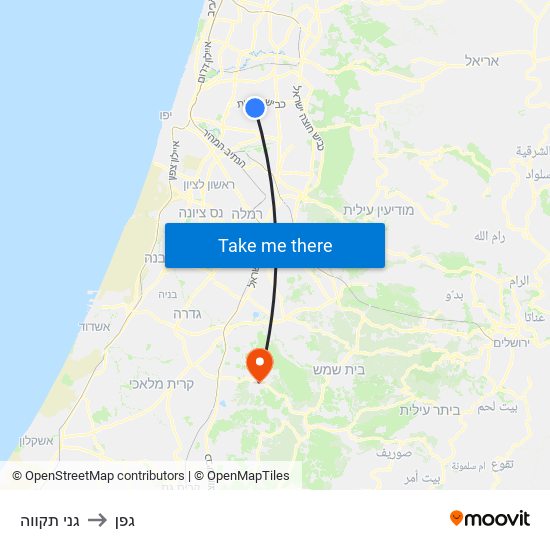 גני תקווה to גפן map