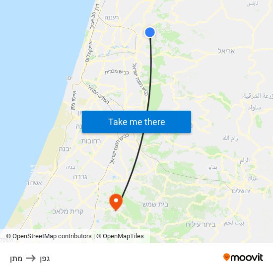 מתן to גפן map