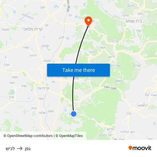 לכיש to גפן map