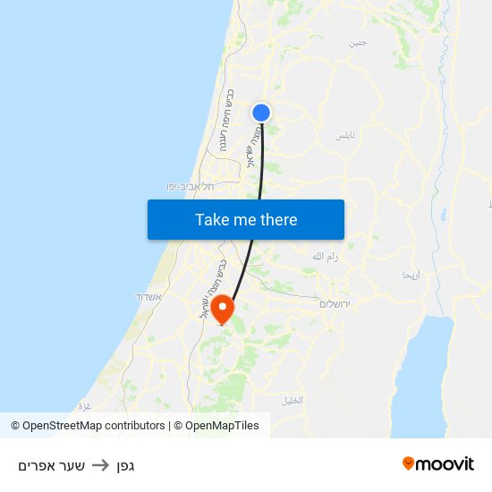 שער אפרים to גפן map