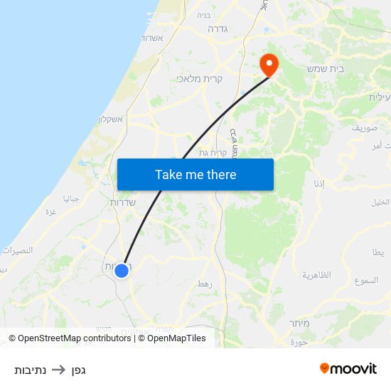 נתיבות to גפן map