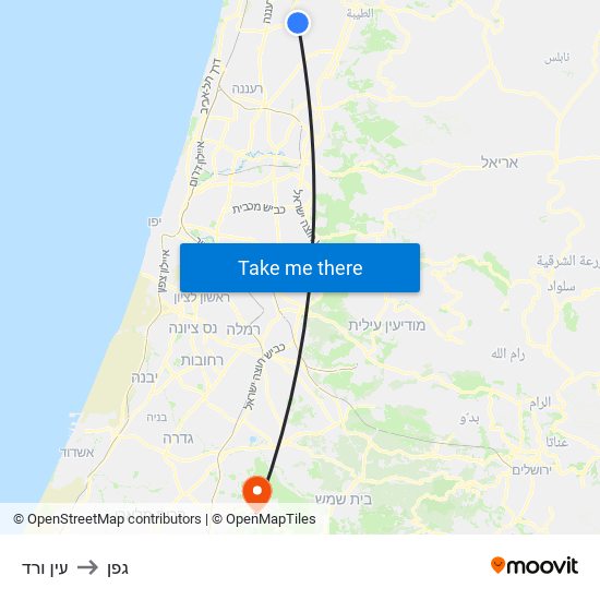 עין ורד to גפן map