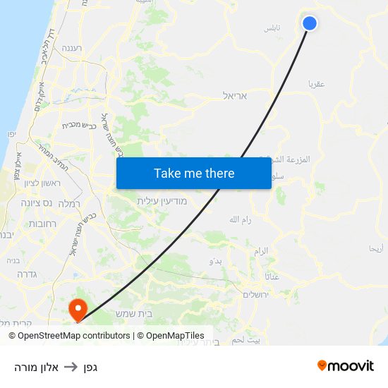 אלון מורה to גפן map