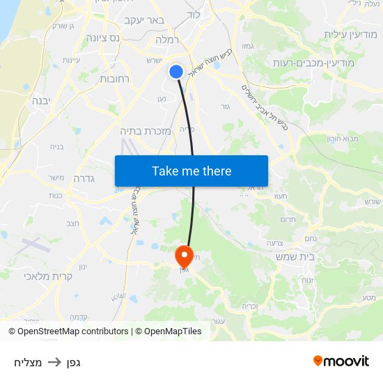 מצליח to גפן map