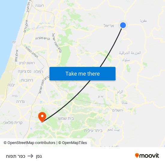 כפר תפוח to גפן map