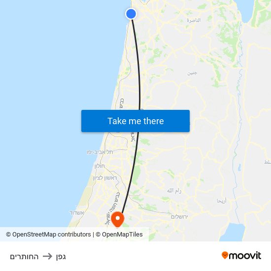 החותרים to גפן map