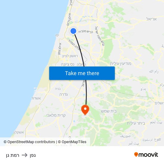 רמת גן to גפן map