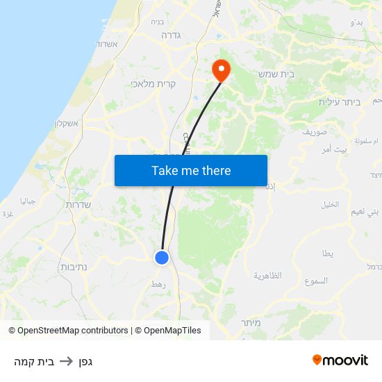 בית קמה to גפן map