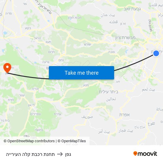 תחנת רכבת קלה העירייה to גפן map