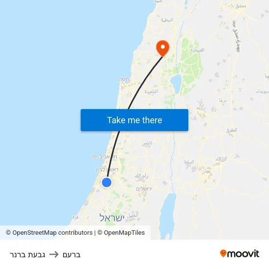 גבעת ברנר to ברעם map
