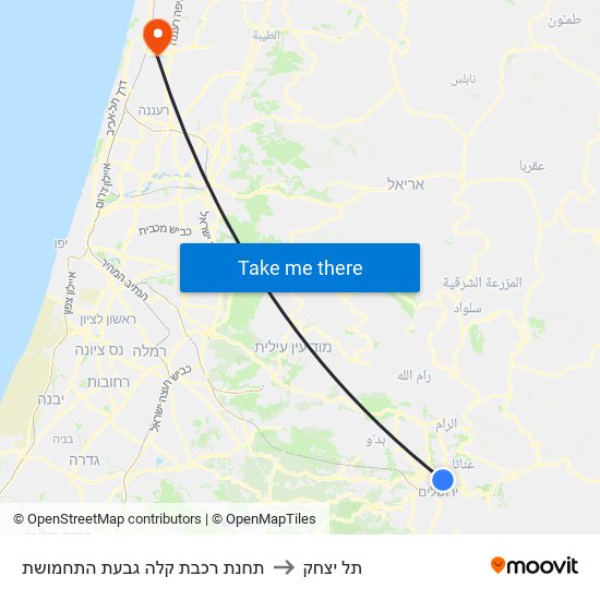 תחנת רכבת קלה גבעת התחמושת to תל יצחק map