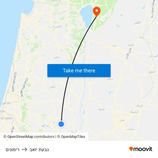 רימונים to גבעת יואב map