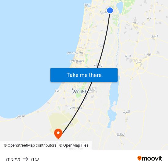 אילנייה to עזוז map