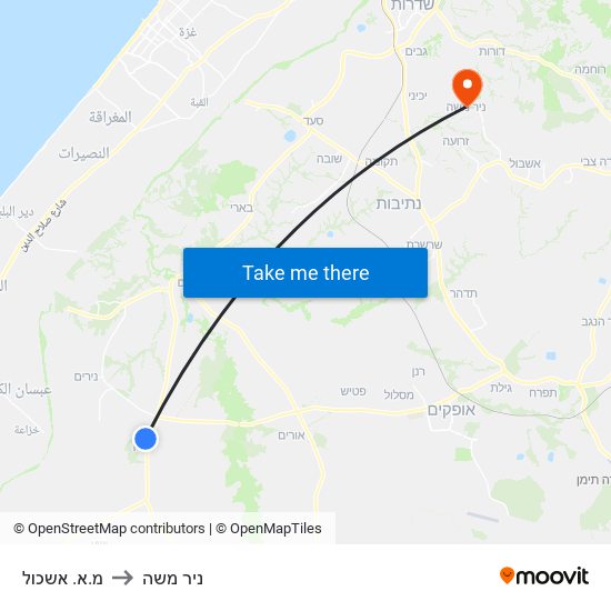מ.א. אשכול to ניר משה map