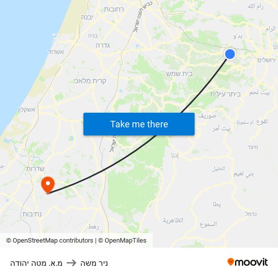 מ.א. מטה יהודה to ניר משה map