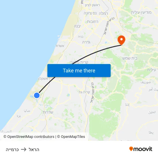 כרמייה to הראל map