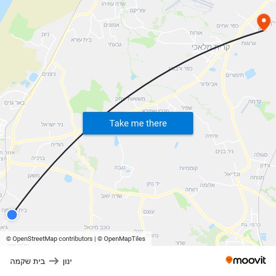 בית שקמה to ינון map