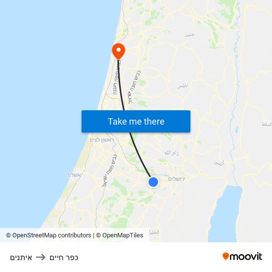 איתנים to כפר חיים map