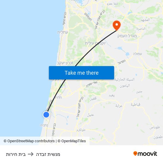 בית חירות to מנשית זבדה map