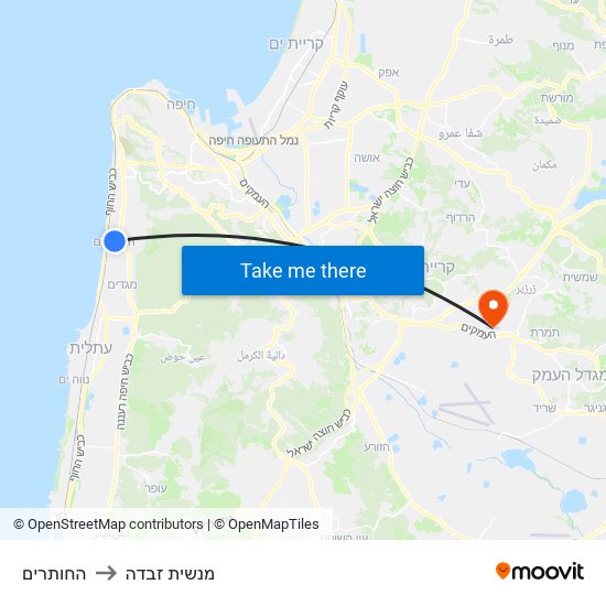 החותרים to מנשית זבדה map