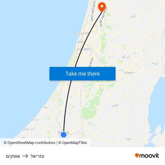 אופקים to עזריאל map