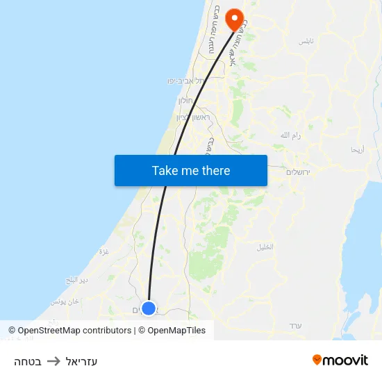 בטחה to עזריאל map