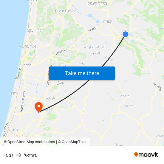 גבע to עזריאל map